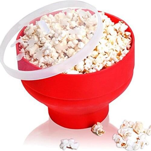 Silicone Portable Collapsible Microwave Popcorn Rice Popper Maker Bowl With Lid Tableware Picnic Accessories Outdoor Supplies