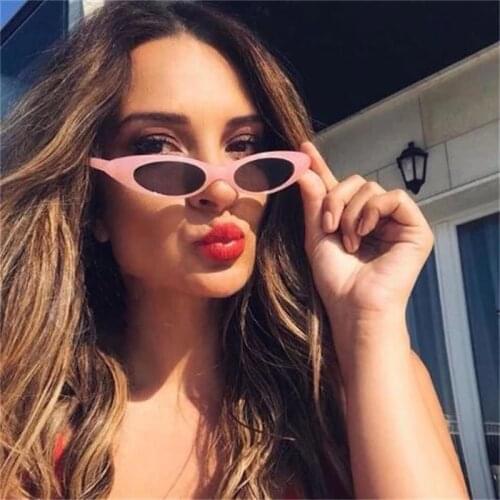 ONEVAN Cateye Retro Sunglasses Women 2021 Luxury Designer Eyewear Women/Men Pink Small Glasses Women Cat Eye Gafas De Sol Mujer