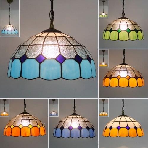 Tiffany Vintage Pendant Lights Stained Glass Hanging Lamp Led Kitchen Light Fixtures Mediterranean Baroque Bedroom Home Decor