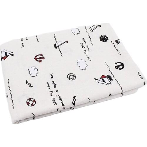 Printed Cotton Linen Fabric Ocean Style Patchwork Anchor Series Sewing Quilting Cloth Bag Curtain Furniture Sofa Cover Material