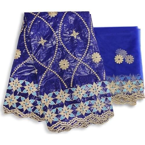 Tissues Textil Austria Guinea Brocade Fabric African Bazin Riche Materials Mesh Tulle Lace Nigerian Gele Headtie 5+2 yards/lot