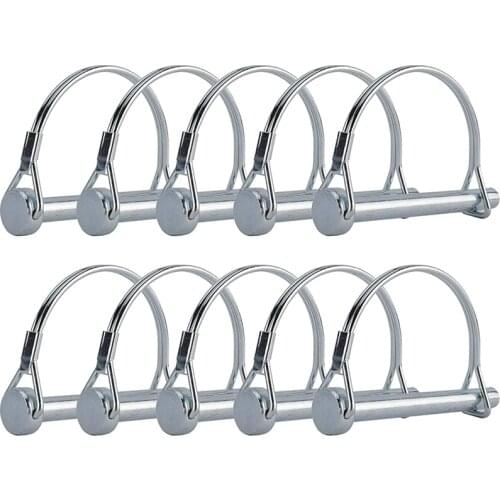 10Pcs Wire Lock Pin, 5/16 Inch Shaft Locking Pin Hitch Pin with Round Arch Wire Retainer for Farm Trailers Lawn Garden