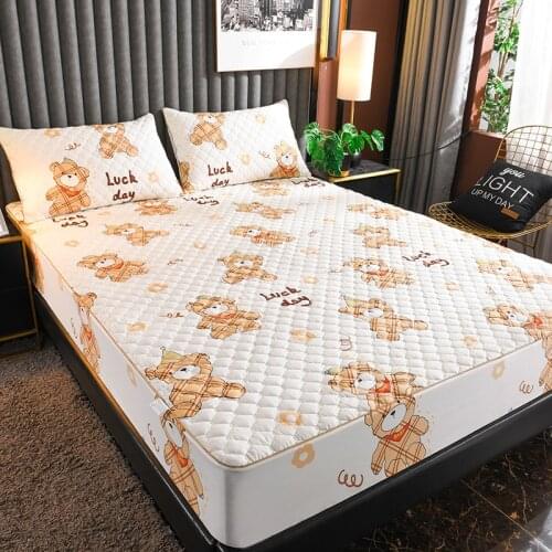 100% Cotton Thick Quilted Mattress Cover Cute Animal Print Fashion Bed Sheet King Queen Bed Cover Breathable Cover Sheet