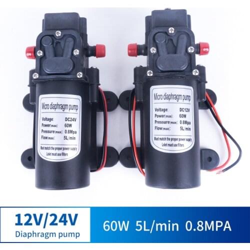 12V 24V 60W 5L / Min Miniature High Pressure Diaphragm Pump With Automatic Switch Reflow Multi-function DC Pump