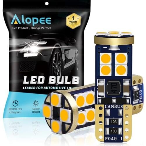 2-Pack T10 194 168 921 501 Amber / Yellow Canbus LED Light 12V-30V 12-SMD Car Replacement Bulb Backup Reverse Side Marker Light