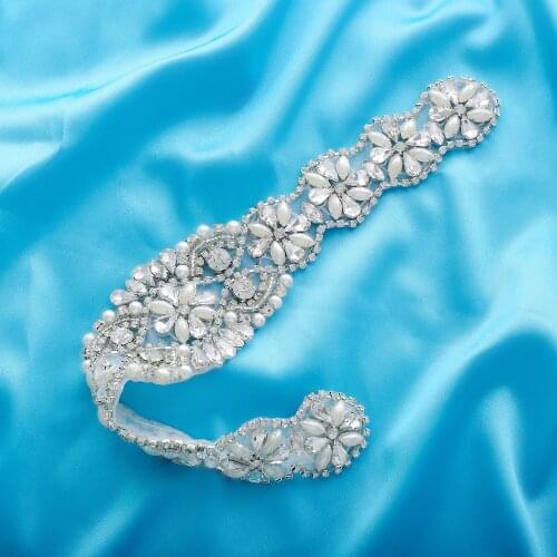 Garment Sash Accessory Applique Patch Wedding Dresses Belt Hand Sew On Bridal Crystal Stone Rhinestone Wholesale S130
