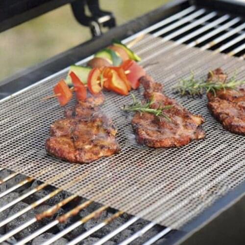 Non-stick BBQ Grill Mat Barbecue Grill Pads Cooking Baking Placemat Mesh Kitchen Accessories Reusable Roaster Grill Pad Tools