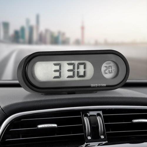 Car Ornament Automobile Clock Watch Thermometer Automotive Dashboard Decoration 2in1 Auto Interior LED Display Clock Decor Gift