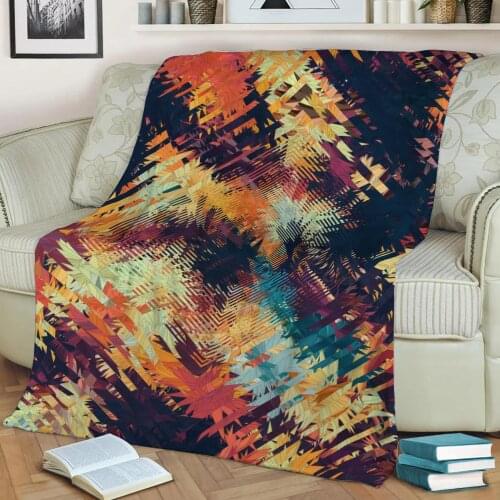 Botanical polygons VIII 3D Printed Velvet Plush Throw Fleece Blanket Bedspread Sherpa Blanket Home Decora