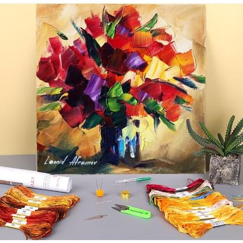 Bouquet For Sweetheart Printed Fabric 11CT Cross Stitch DIY Embroidery Set DMC Threads Hobby Craft Handiwork Sewing Decor