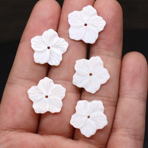 10pcs Natural Freshwater Flower White Mother of Pearl Shell Beads for Necklace Jewelry Making Women Gift Size 13x13mm 15x15mm