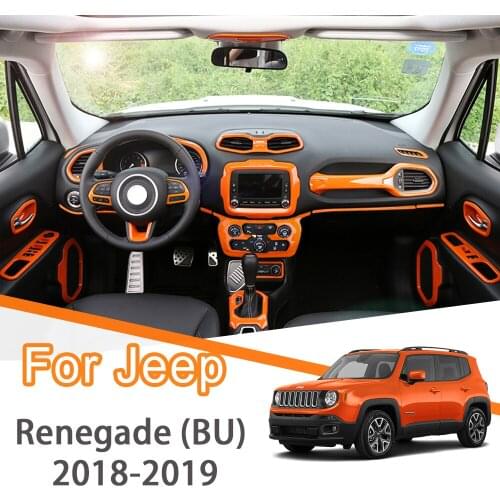 For Jeep Renegade Bu 2018 2019 Orange Interior Modification Door Handle Gear Panel Decoration Suite Kit Car Accessories