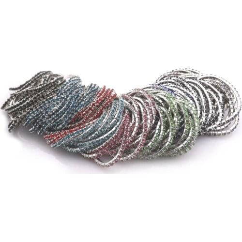 100pcs/lot Multicolor Fully-Jewelled Single Row Crystal Elastic Bracelets For Women