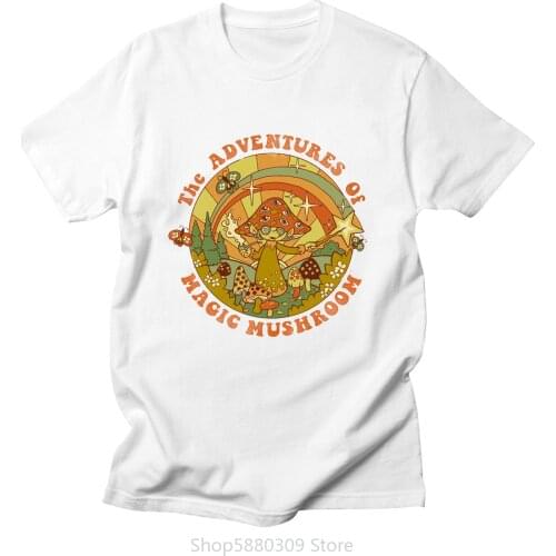 Men Short Sleeve Lets Summon Demons Graphic Tops Harajuku Summer Magic Mushroom T Shirt Men Funny Tee Shirts