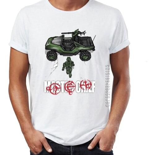 O-neck Mens T Shirt Halo Master Chief and His Vehicle Gaming Tshirt New Arrival Awesome Tee Cotton Fabric Graphic Clothes