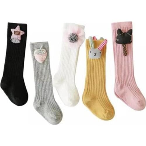 Cute Rabbit Animal Strawberry Fruit Flower Carton Baby Winter Cotton Over Knee Thigh High Long Socks For Child