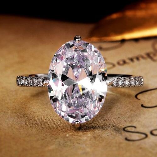 Huitan Luxury Oval Cubic Zircon Wedding Engagement Rings for Women Simple High Quality Silver Color / Gold Color Classic Jewelry