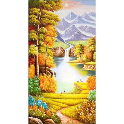 Idyllic Scenery of River Diamond Painting Oil Scenic Round Full Drill Vestibule Nouveaute DIY Mosaic Embroidery 5D Cross Stitch