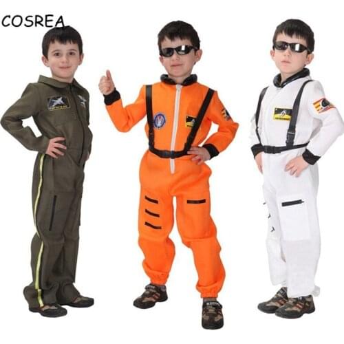 Onesie Kids Pilot Uniform Suit for Boy Spacesuit Costume Forces Policeman Astronaut Suit Cosplay Childrens One-piece Suits
