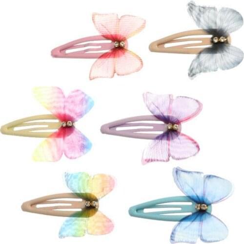 Girls Beautiful Colorful Simulation Butterfly Hair Clips 6PCS Sweet Hair Ornament Headband Hairpins Kids Hair Accessories