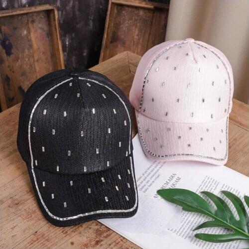 RUIXF013 Hotsale women casual trucker cap Lady Breathable dot rhiestone hip hop hat cotton baseball caps Trip snapbacks Sun hat