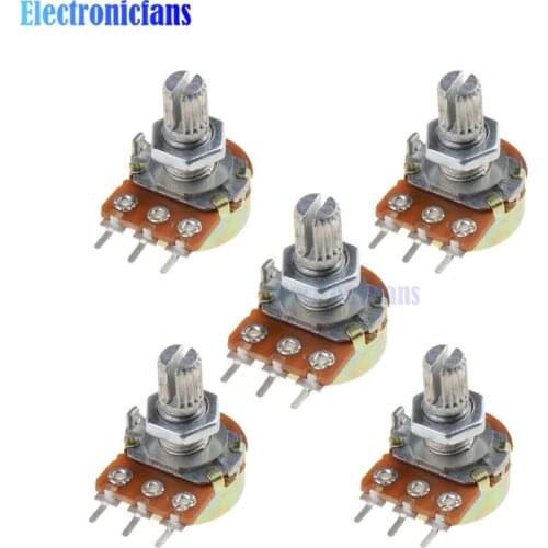 5Pcs WH148 B1K Linear Potentiometer 3Pin Shaft With Nuts And Washers Ohm Linear Taper Rotary Potentiometers b1k