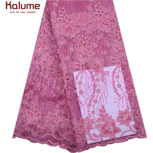 Onion High Quality African Tulle Lace Fabric Latest Nigerian French Milk Silk Lace Fabric With Beads Sequins For Dress 1862