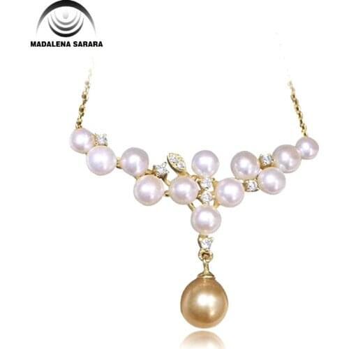 MADALENA SARARA AAA Southsea Saltwater Pearl Champagne Gold Pearl 8-8.5mm Pendant Necklace Luxury Elegant Lady Jewelry Necklace