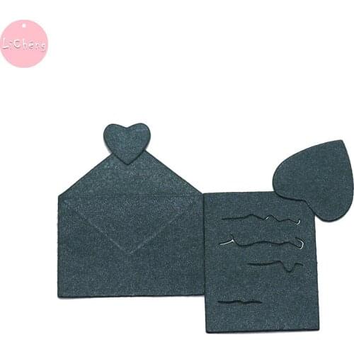 Heart Envelope Slimline Card Metal Cutting Dies Scrapbooking Paper Cards Making Craft Embossing Die Cut Stencils Clear Stamps