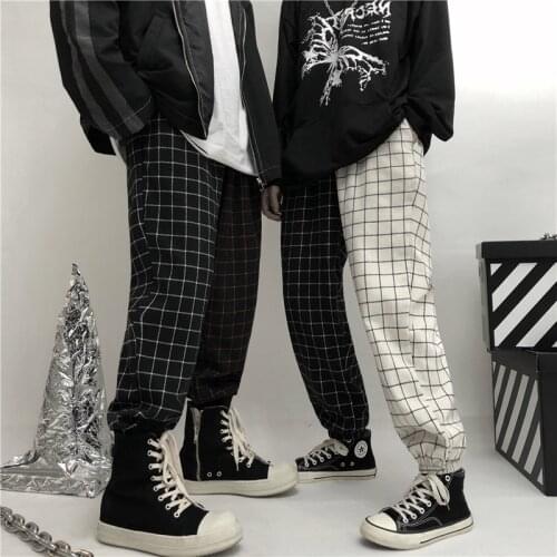 Fashion Vintage Plaid Patchwork Pants Harajuku Woman Man Trousers Elastics High Waist Pants Korean Causal Harem Pants