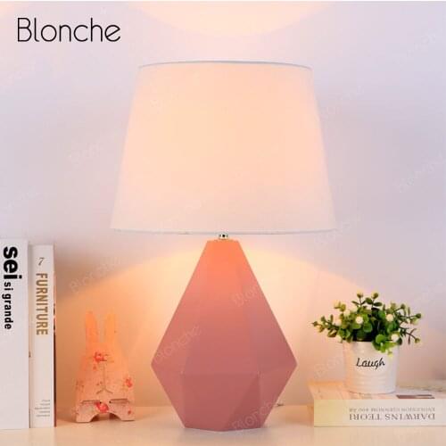 Nordic LED Desk Lamp Resin Base Table Light Fabric Lampshade Bed Light Study Bedroom Living Room Light Fixtures E27 Luminaire