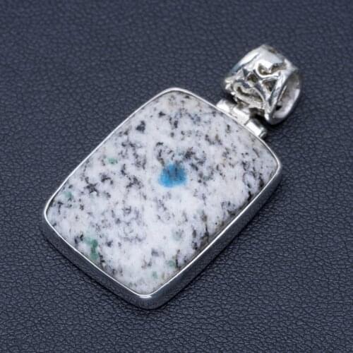 Natural K2 Azurite Punk Style 925 Sterling Silver Pendant 1 1/2" Q0609