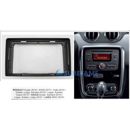 9 inch Car Fascia Radio Panel for RENAULT Duster 2010+; Logan, Captur, Symbol 2013+ Dash Kit Facia Bezel Adapter Console Plate