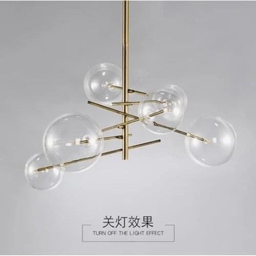 Modern minimalist Rotary Ceiling Lights Led Lamp Round Glass Ball Creative Hanging lights iron Led G4 bulb Indoor Home Bar Gold