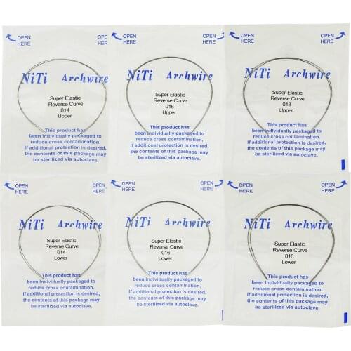 10Packs Dental Orthodontic Super Elastic Niti Arch Wire Reverse Curve Round Wire 014 - 018 Upper/ Lower 2pcs/Pack