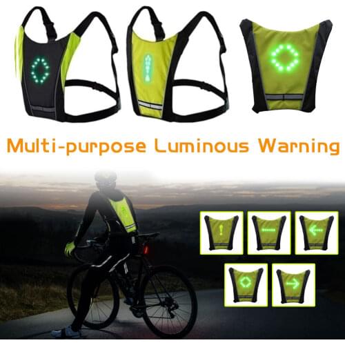 LED Wireless Cycling Vest 20L MTB Bike Bag Safety LED Turn Signal Light Vest Bicycle Reflective Warning Vests with remo 2021 New
