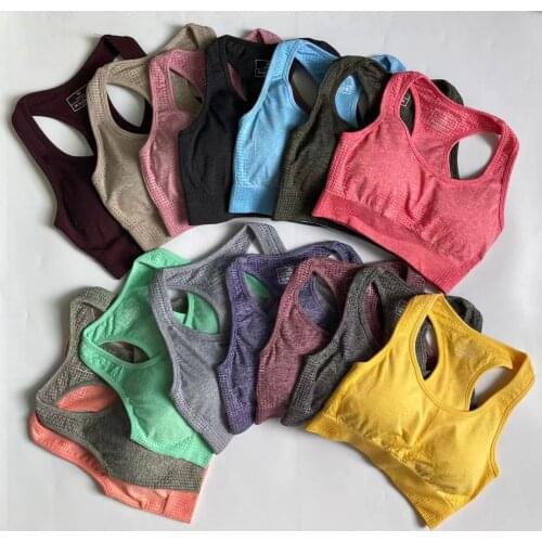 15 Colors Women Seamless Fitness Sports Bra Running Workout Push Padded Yoga Bra Female Workout GYM Clothing Crop Top Sportswear