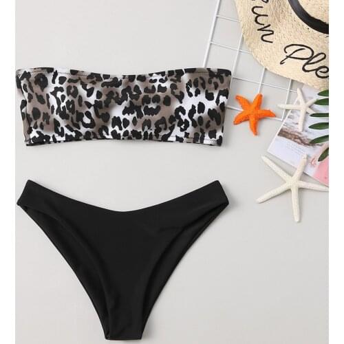 Women bikini swimsuit 2021 Padded Push-up Bra Tube top Bikini Set Snake Print sexy Swimsuit Bathing Suit women Beachwear Tankini