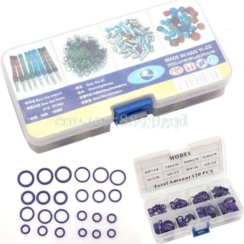 120Pcs/Set HNBR Car Van Air Conditioning Rubber Washer O Ring Seal Assortment