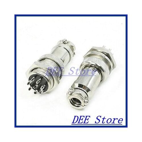 Panel Mounting Metal Shell 16mm 8Pin Aviation Connectors Plugs 2 Pieces
