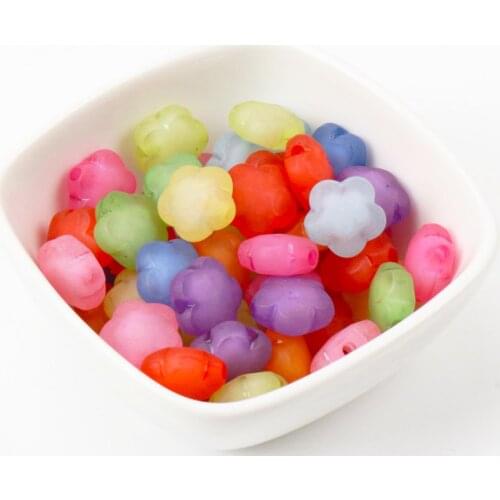 2018 New Arrivals 20pcs 14mm Mixed Scrub Flower Beads Acrylic Spacer Loose Beads For Jewelry Making KL151