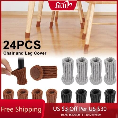 24 Pcs Knitted Chair Leg Cover Chair Leg Socks Table Foot Socks Furniture Legs Table Feet Covers for Moving Noise Reduction