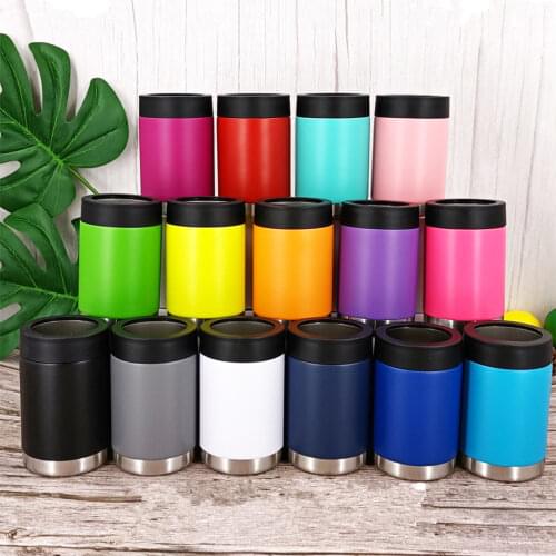 50pcs/lot 12oz Can beer cooler bottle cold keeper stainless steel 2-wall insulated vacuum cola holder plastic or steel gasket