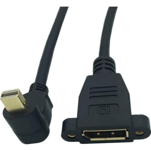 30cm Mini DisplayPort to DisplayPort Cable Left Right Up Down Angled Mini Display Port Extension with panel mount Screw holes
