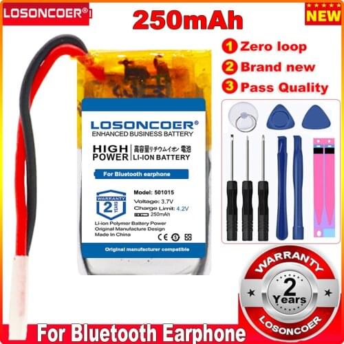 501015 250mAh 3.7V Lithium Polymer Rechargeable Battery 501015 For Bluetooth earphone Sound driving recorder mouse Toys MP3 MP4