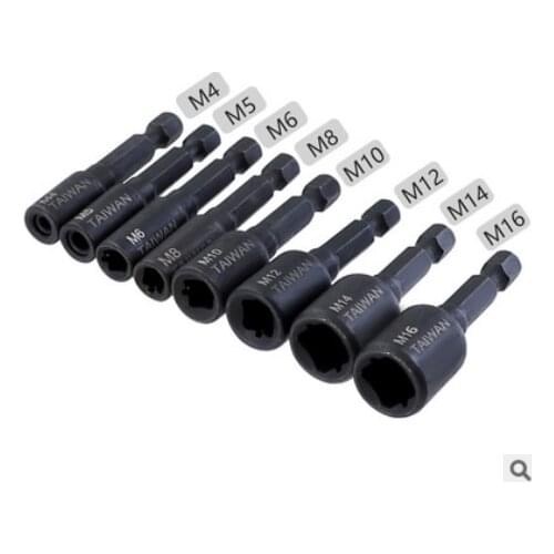 8PSC M4-M16 Screw Tap Socket Adapter 1/4 Inch Hex Shank Machine Tap Square Driver Thread Tap Adapter for Electric Drill