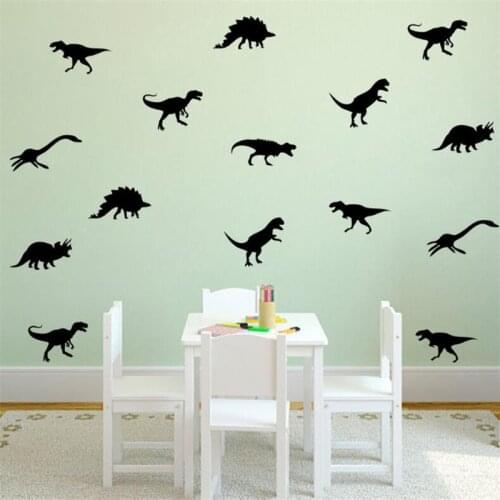 9Pcs Black Dinosaur Wall Sticker For Kids bedroom DIY Wall Decal Room Removable Decorative Vinyl home art decal 6*15cm