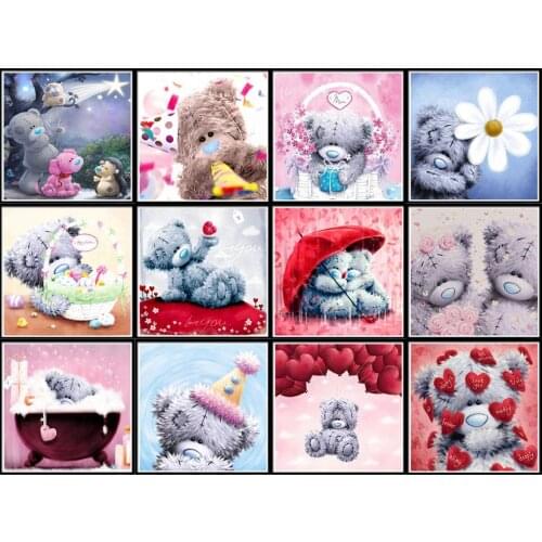 5d Diy Diamond Painting Animal Embroidery Cross Stitch Puppet Bear Mosaic Home Decoration Sticker Handmade