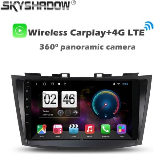 360 Panoramic Camera Carplay 6G+128GB Android 10.0 Car DVD Player GPS WIFI Bluetooth 5.0 RDS Radio For Suzuki Swift 2011 - 2015