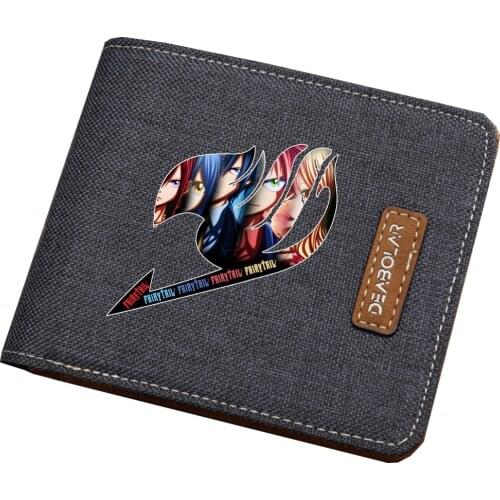 Japan anime Fairy Tail wallet Men women short printing Bifold wallet Kids coin Card purse teenagers student canvas wallet